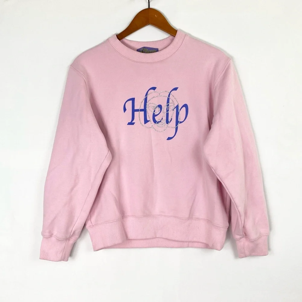 Petra Collin’s Ssense Exclusive Pink Help Sweatshirt‎ Cotton Blend Fleece